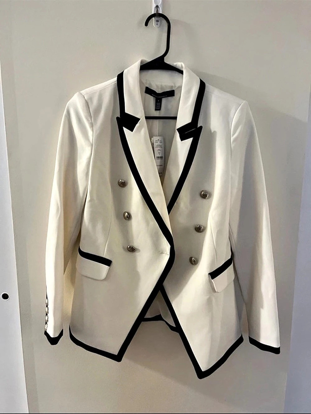 White House Black Market Cavalier Double Breasted Blazer White & Black Size 4